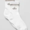 Calcetines unisex de talle medio estilo retro - Blanco/Cacao claro