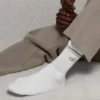 Calcetines unisex de talle medio estilo retro - Blanco/Cacao claro