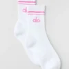 Calcetines unisex de talle medio estilo retro - Blanco/rosa paraíso