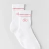 Calcetines unisex de talle medio estilo retro - Blanco/Rosa vintage