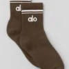 Calcetines unisex de talle medio estilo retro - Espresso/Blanco