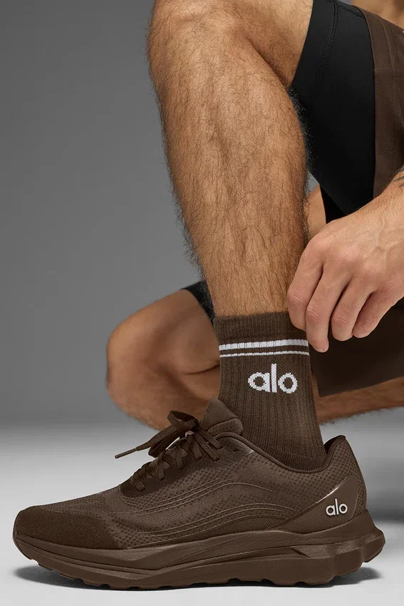 Calcetines unisex de talle medio estilo retro - Espresso/Blanco