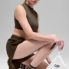 Calcetines unisex de talle medio estilo retro - Espresso/Blanco