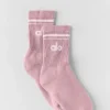Calcetines unisex de talle medio estilo retro - Rosa vintage/Blanco