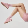 Calcetines unisex de talle medio estilo retro - Rosa vintage/Blanco