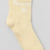 Calcetines unisex de talón medio estilo retro - Amarillo luz de vela/Blanco