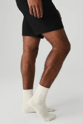 Calcetines unisex de talón medio estilo retro – Beige/Blanco