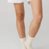 Calcetines unisex de talón medio estilo retro - Beige/Blanco