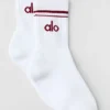 Calcetines unisex de talón medio estilo retro - Blanco/Rojo Romance de Verano