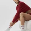 Calcetines unisex de talón medio estilo retro - Blanco/Rojo Romance de Verano
