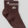 Calcetines unisex de talón medio estilo retro - Brownstone/Blanco