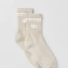 Calcetines unisex de talón medio estilo retro - Gris avena jaspeado/Blanco