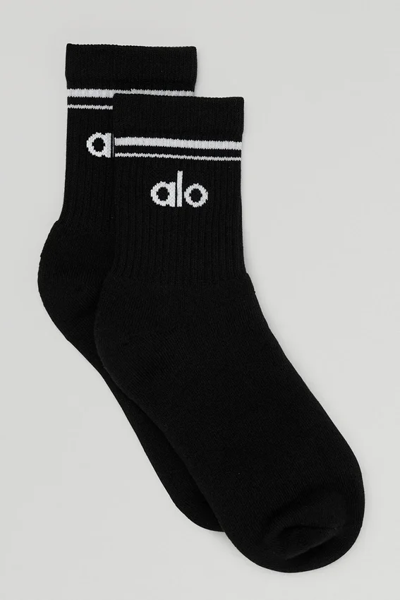 Calcetines unisex de talón medio estilo retro - Negro/Blanco