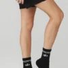 Calcetines unisex de talón medio estilo retro - Negro/Blanco