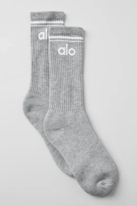 Calcetines unisex Throwback - Gris jaspeado deportivo/Blanco