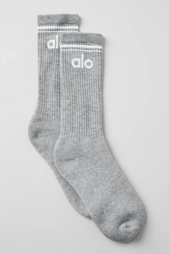 Calcetines unisex Throwback - Gris jaspeado deportivo/Blanco