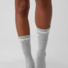 Calcetines unisex Throwback - Gris jaspeado deportivo/Blanco
