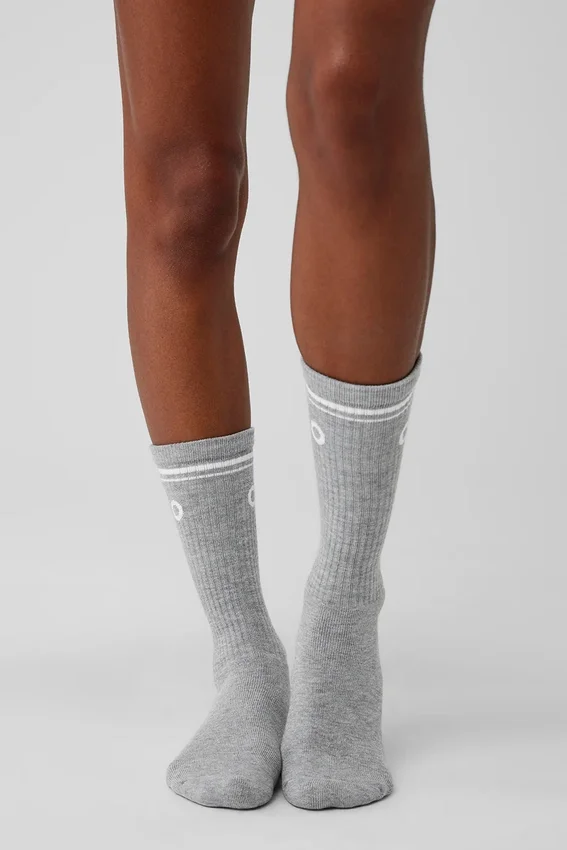 Calcetines unisex Throwback - Gris jaspeado deportivo/Blanco