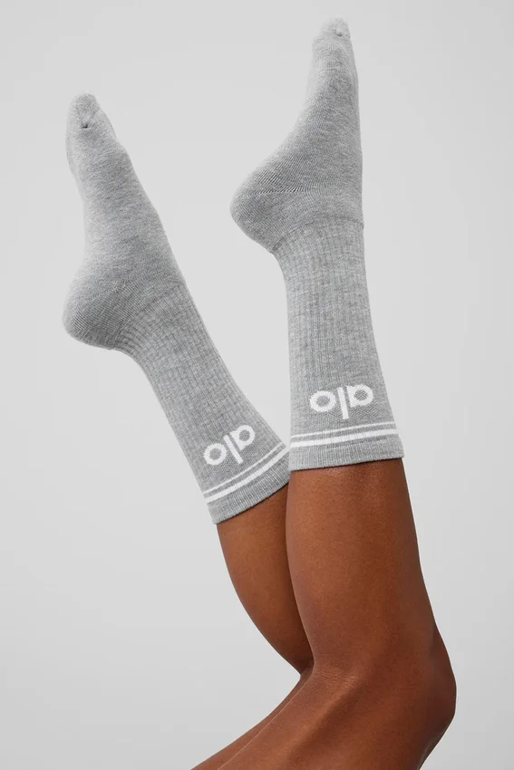 Calcetines unisex Throwback - Gris jaspeado deportivo/Blanco