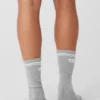 Calcetines unisex Throwback - Gris jaspeado deportivo/Blanco