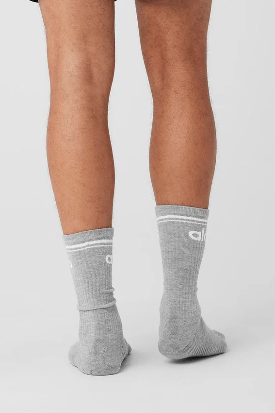 Calcetines unisex Throwback - Gris jaspeado deportivo/Blanco