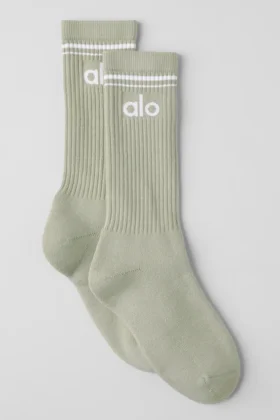 Calcetines unisex Throwback - Piedra caliza/Blanco