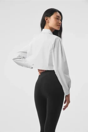 Camisa corta abotonada «Take Me Out» – Blanca