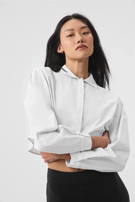 Camisa corta abotonada «Take Me Out» - Blanca