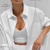 Camisa de algodón Real Deal con botones y manga larga - Blanco