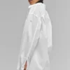 Camisa de algodón Real Deal con botones y manga larga - Blanco