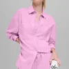 Camisa de algodón «Real Deal» de manga larga con botones — Rosa corazón de caramelo