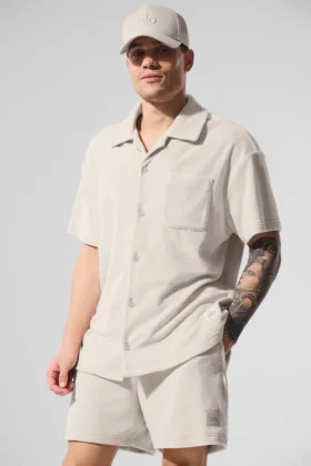 Camisa de felpa costera con botones - Color hueso