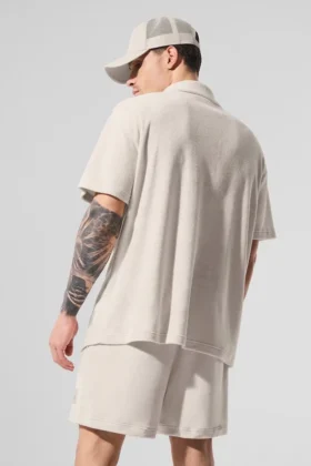 Camisa de felpa costera con botones – Color hueso