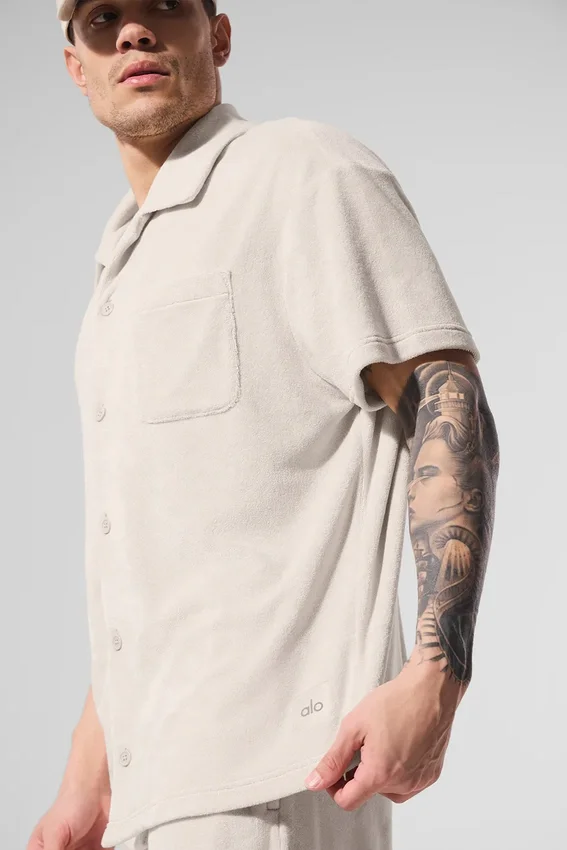 Camisa de felpa costera con botones - Color hueso
