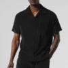Camisa de felpa costera con botones - Negro