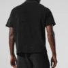 Camisa de felpa costera con botones - Negro