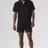 Camisa de felpa costera con botones - Negro