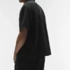 Camisa de lino de manga corta con botones - Negro