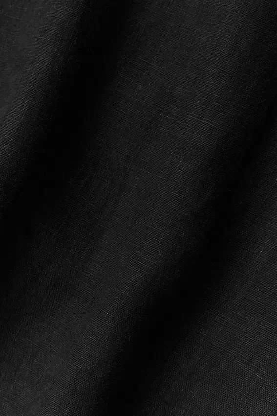 Camisa de lino de manga corta con botones - Negro