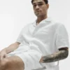 Camisa de manga corta con botones Linen Days - Blanco