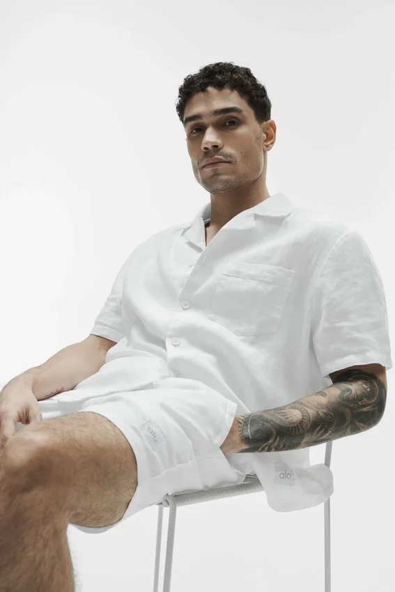 Camisa de manga corta con botones Linen Days - Blanco