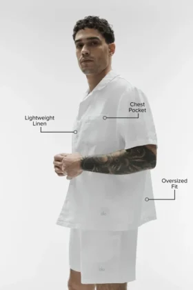 Camisa de manga corta con botones Linen Days – Blanco