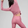 Camisa de manga larga acanalada Stardust - Rosa silvestre