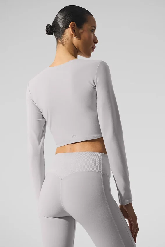 Camisa de manga larga Alosoft Finesse lavada - Gris cielo lavado