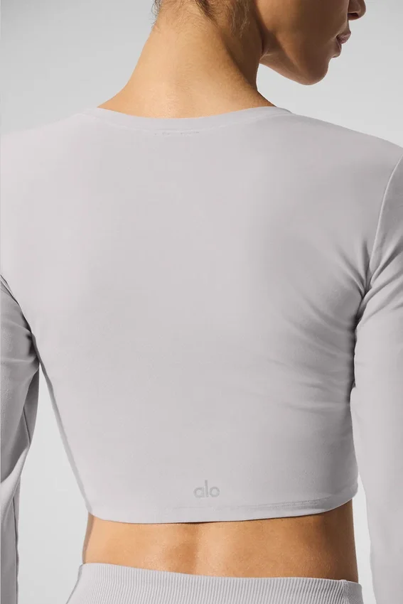 Camisa de manga larga Alosoft Finesse lavada - Gris cielo lavado