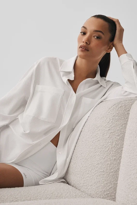 Camisa de manga larga con botones Dreamscape - Blanca