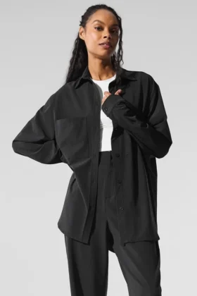 Camisa de manga larga con botones Dreamscape - Negro