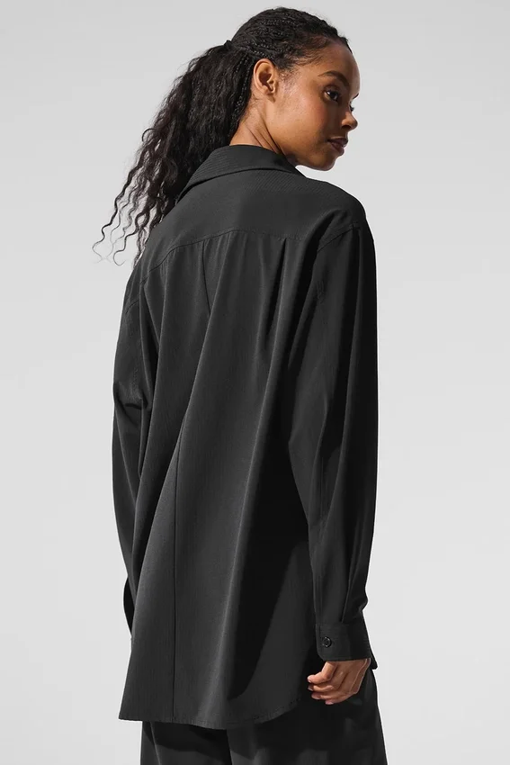 Camisa de manga larga con botones Dreamscape - Negro