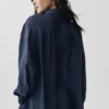 Camisa de manga larga con botones «Golden Hour», semitransparente - Azul marino