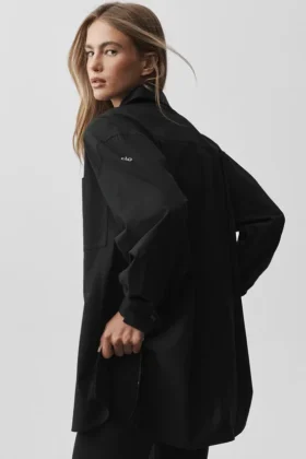 Camisa de manga larga con botones Real Deal de algodón – Negro